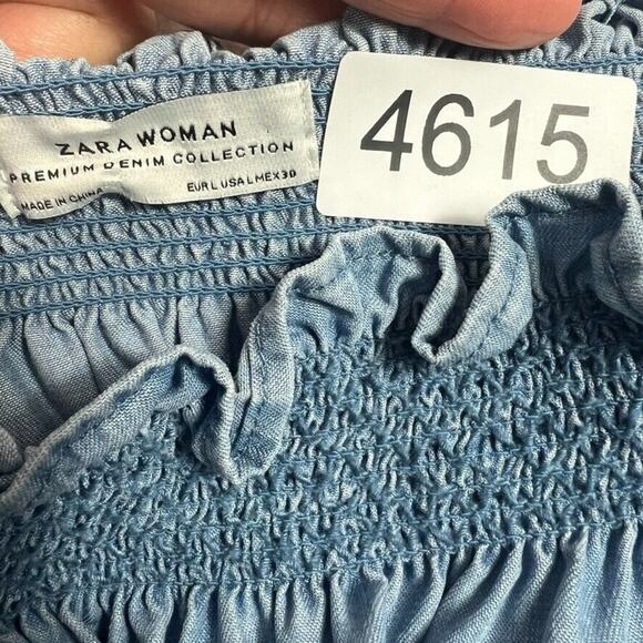 Zara Blue Mini Dress with White Floral Embroidery - Picture 9 of 11